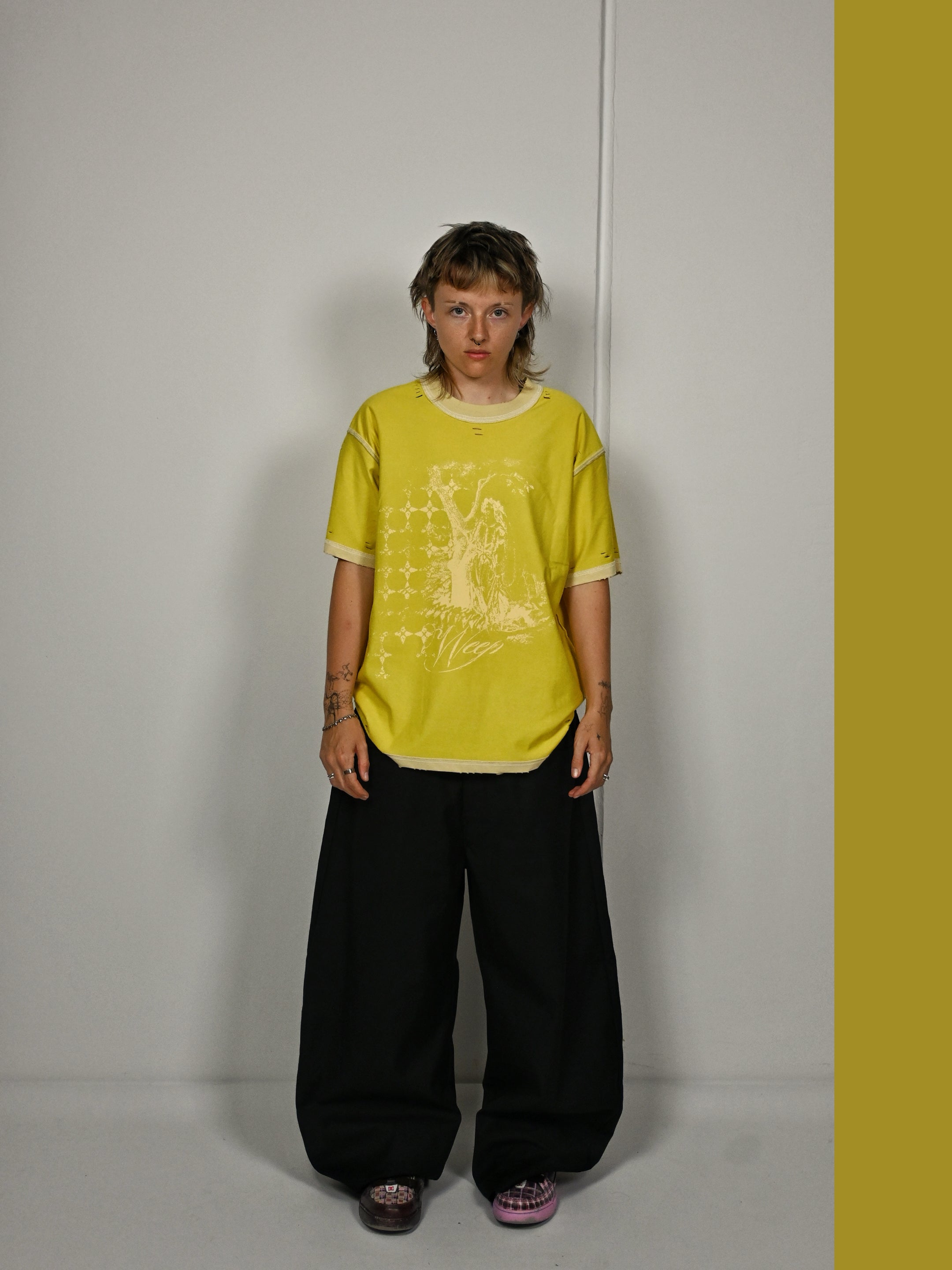 'ROT/WEEP' reversible t-shirt - YELLOW
