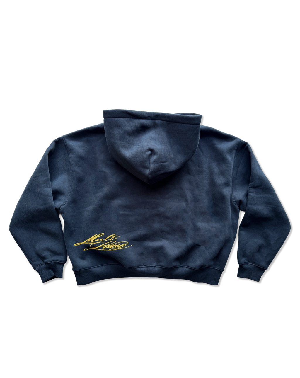 'WEEP' fleece hoodie navy