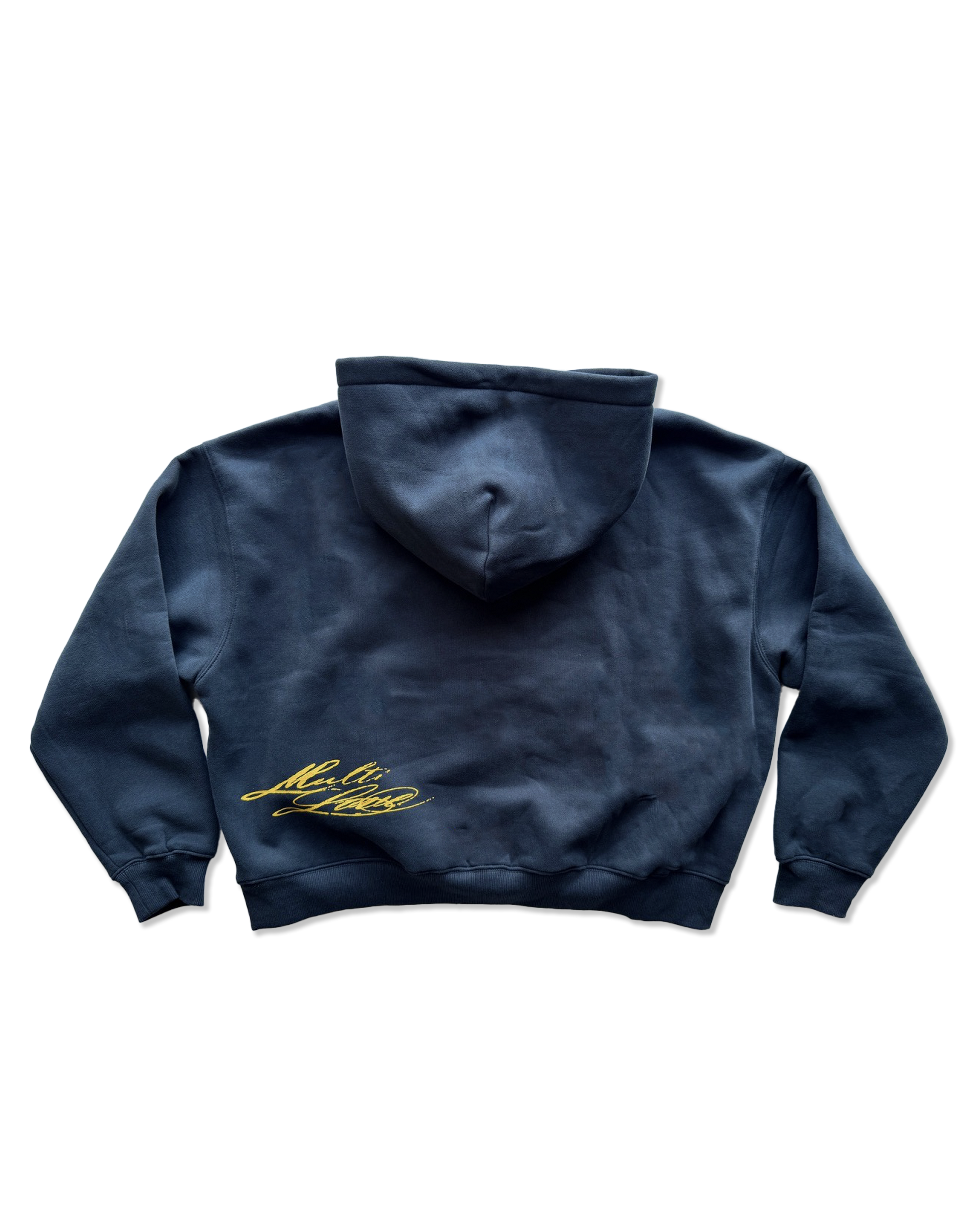 'WEEP' fleece hoodie navy