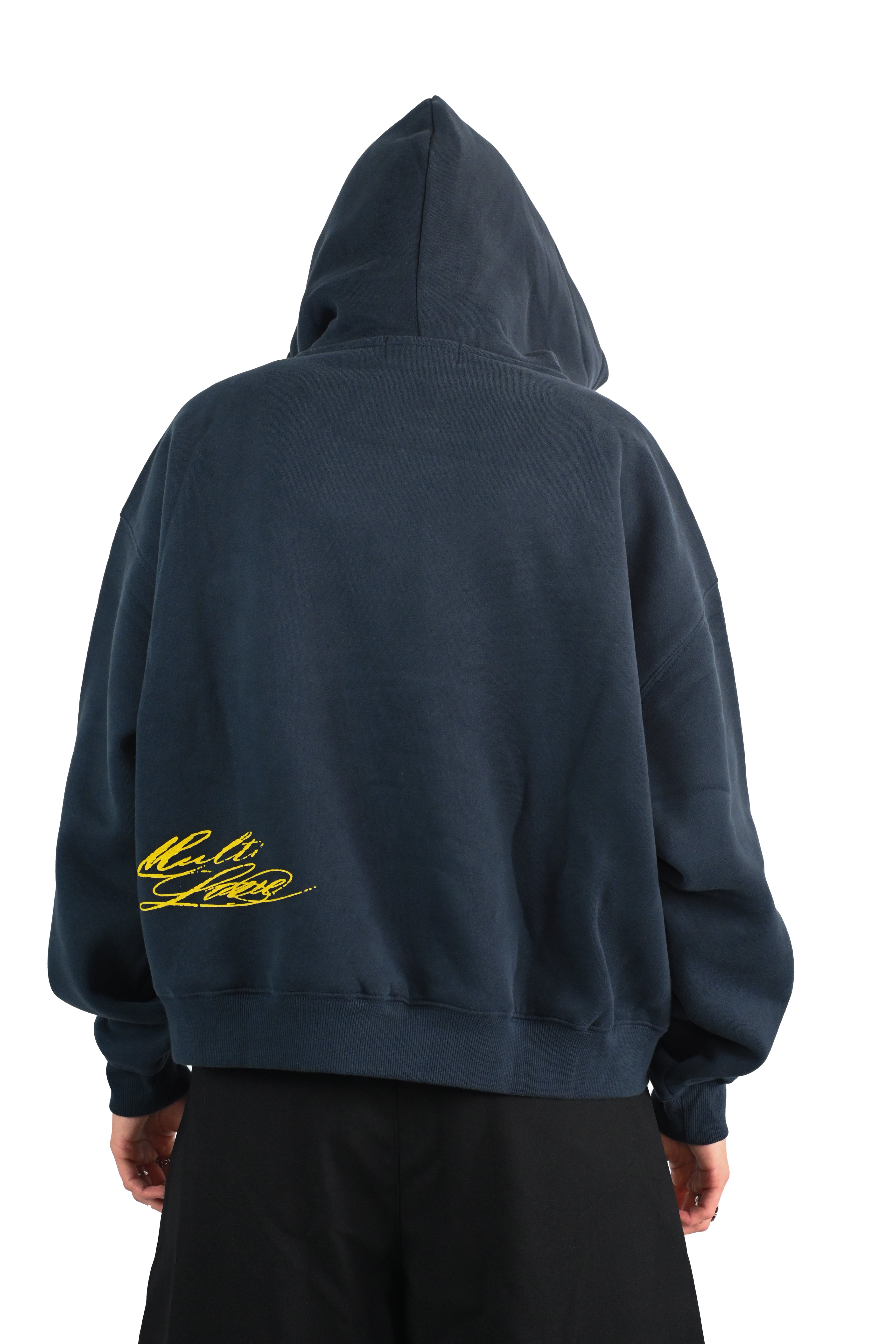 'WEEP' fleece hoodie navy