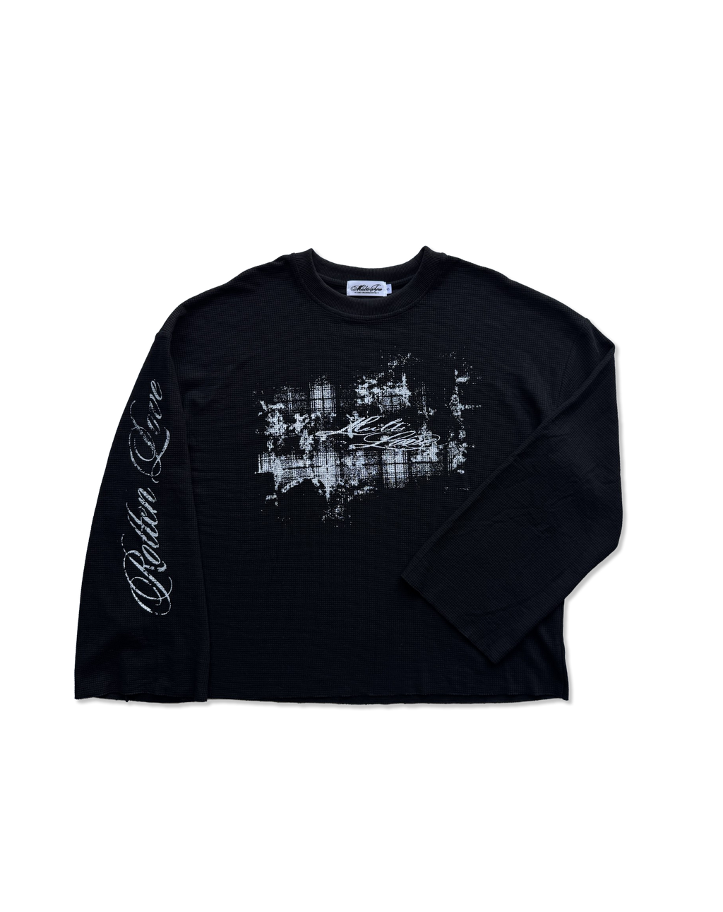 'ROUGH LOVE' waffle long sleeve black