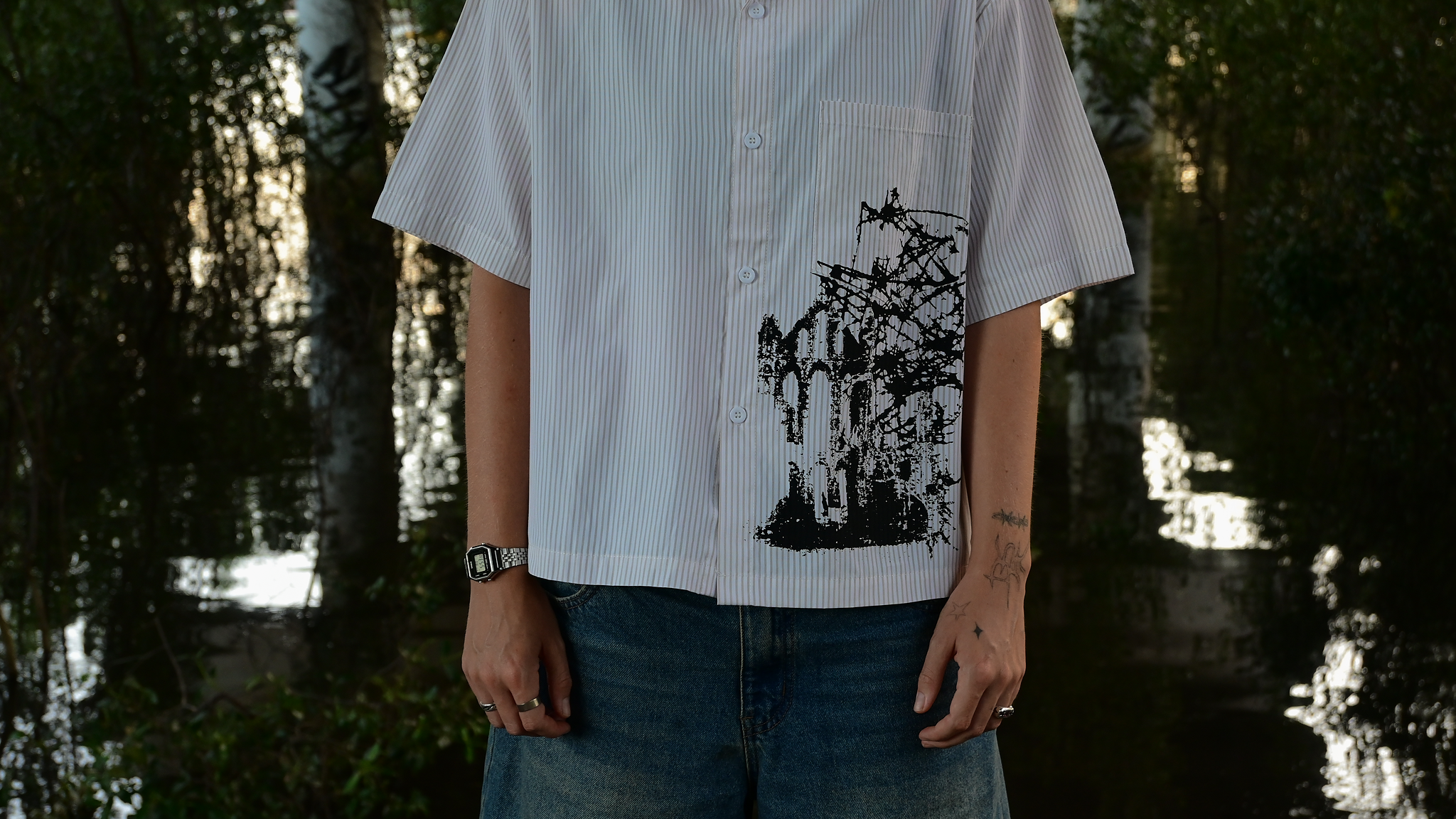 GATE - cream boxy button up