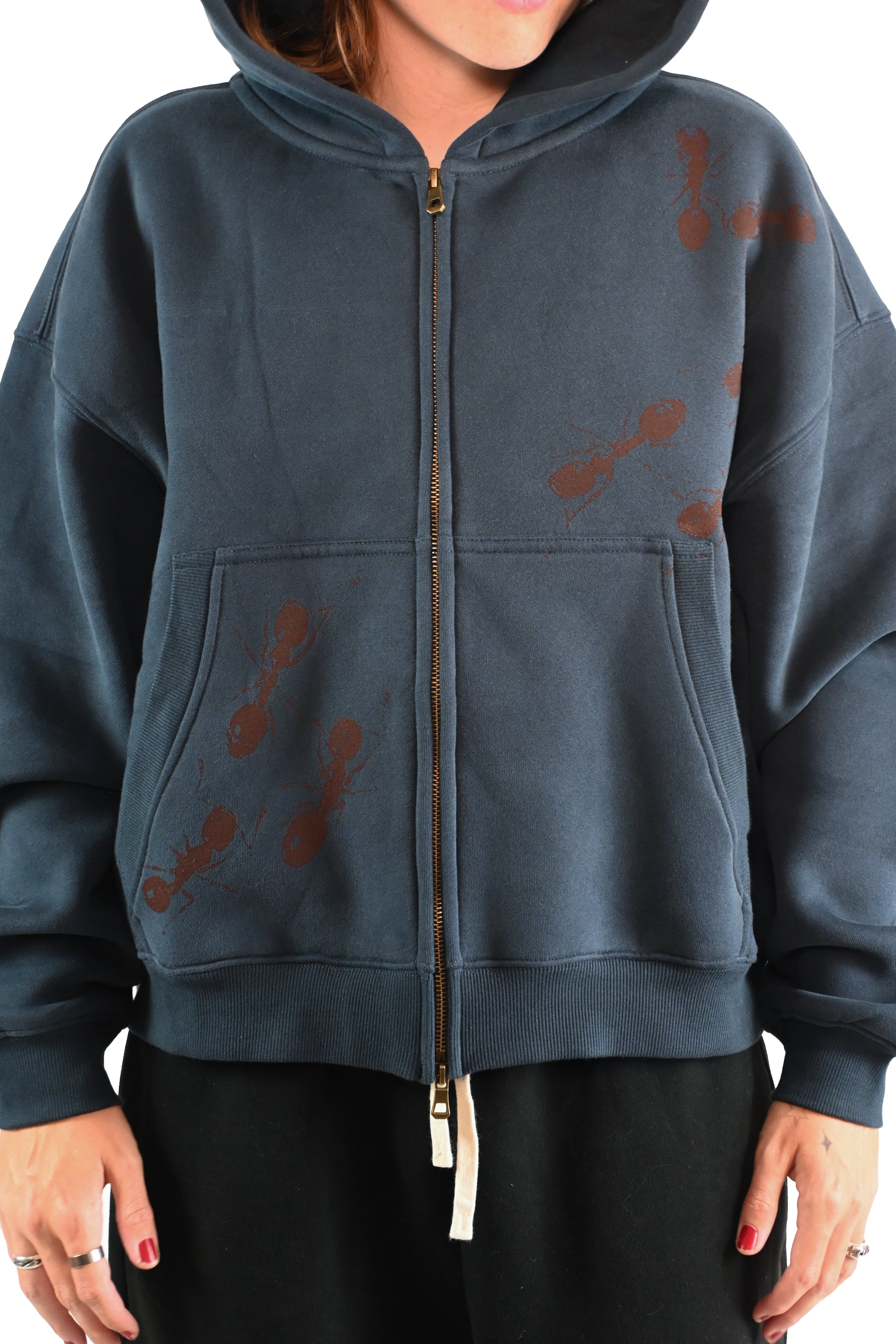 'ROTTEN CORE' fleece zip up navy