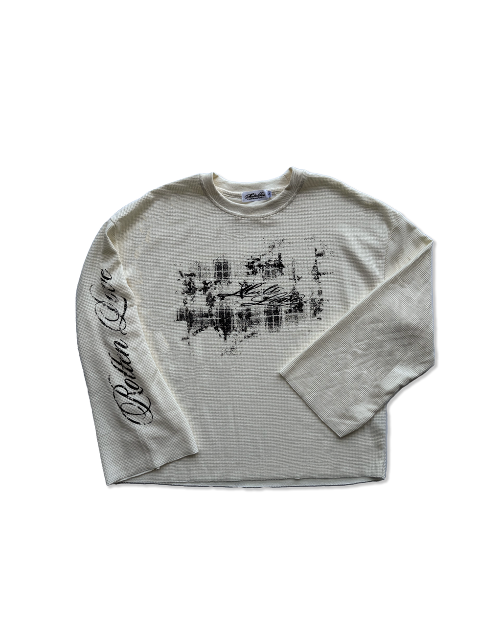 'ROUGH LOVE' waffle long sleeve cream