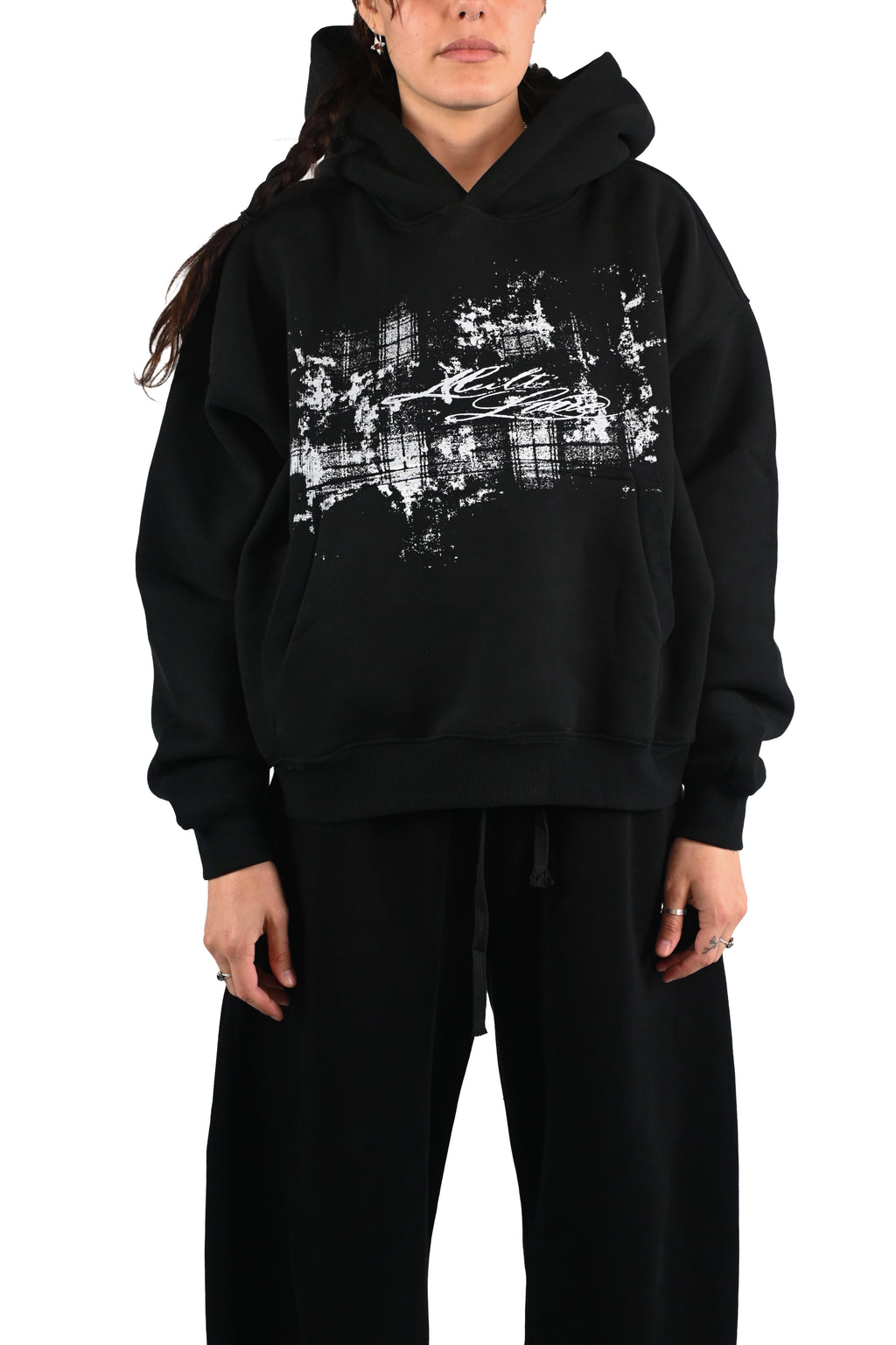 'ROUGH LOVE' fleece hoodie black