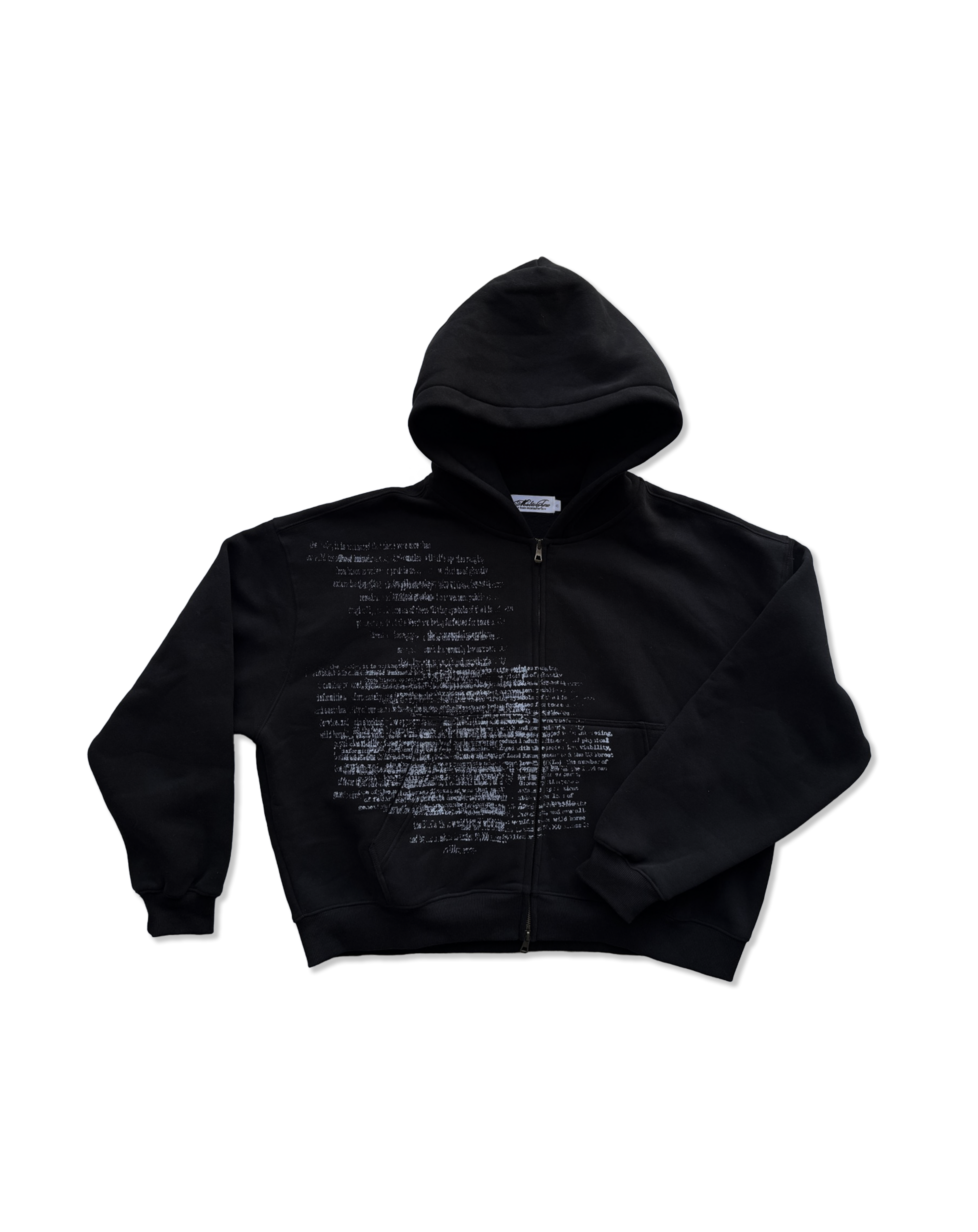 'SPOILT SCRIPT' fleece zip up black