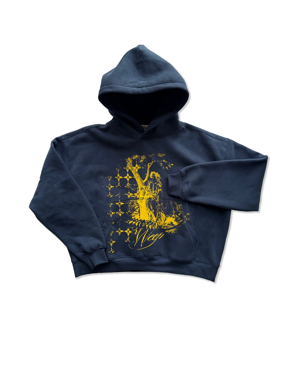 'WEEP' fleece hoodie navy