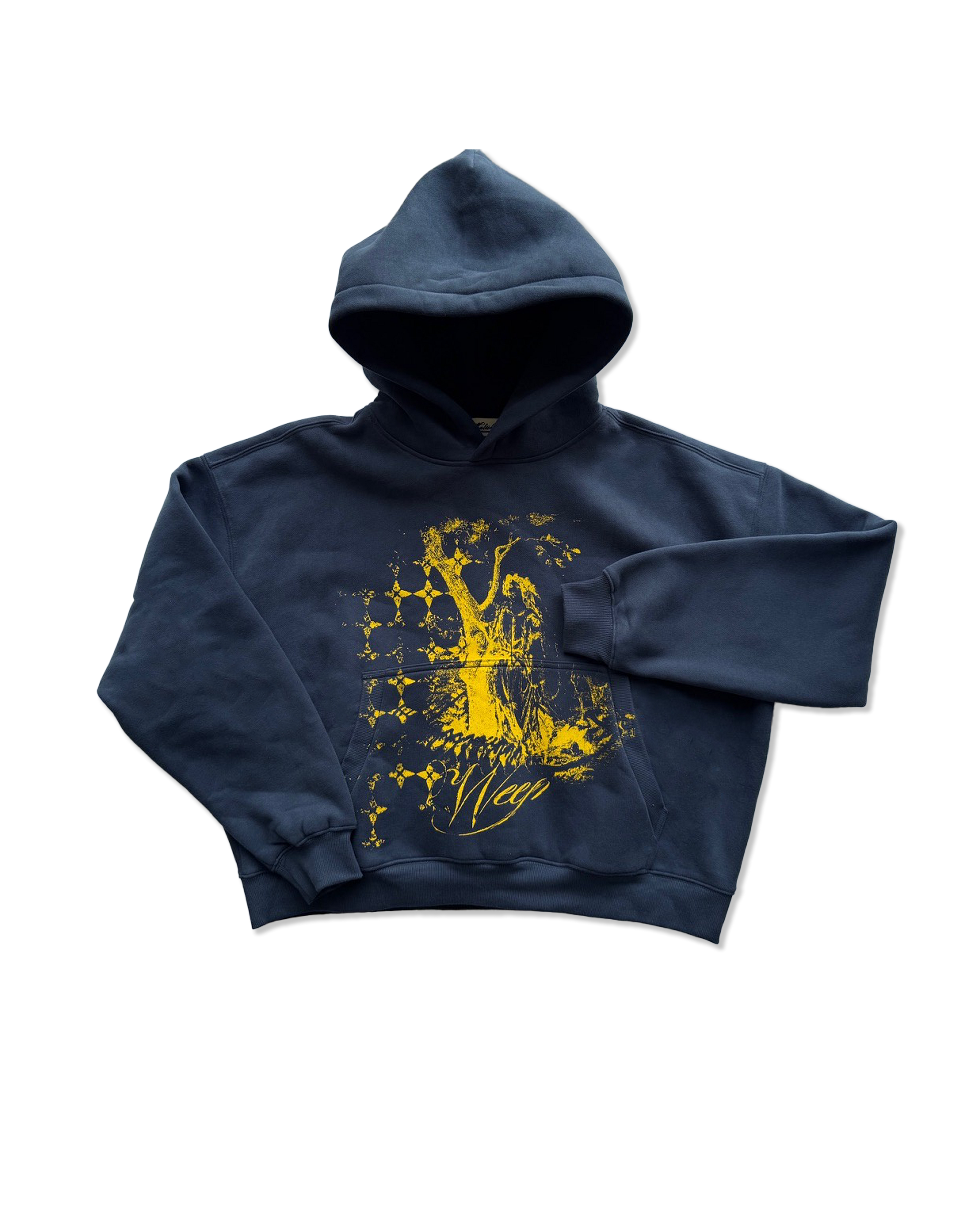 'WEEP' fleece hoodie navy