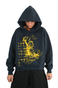 'WEEP' fleece hoodie navy