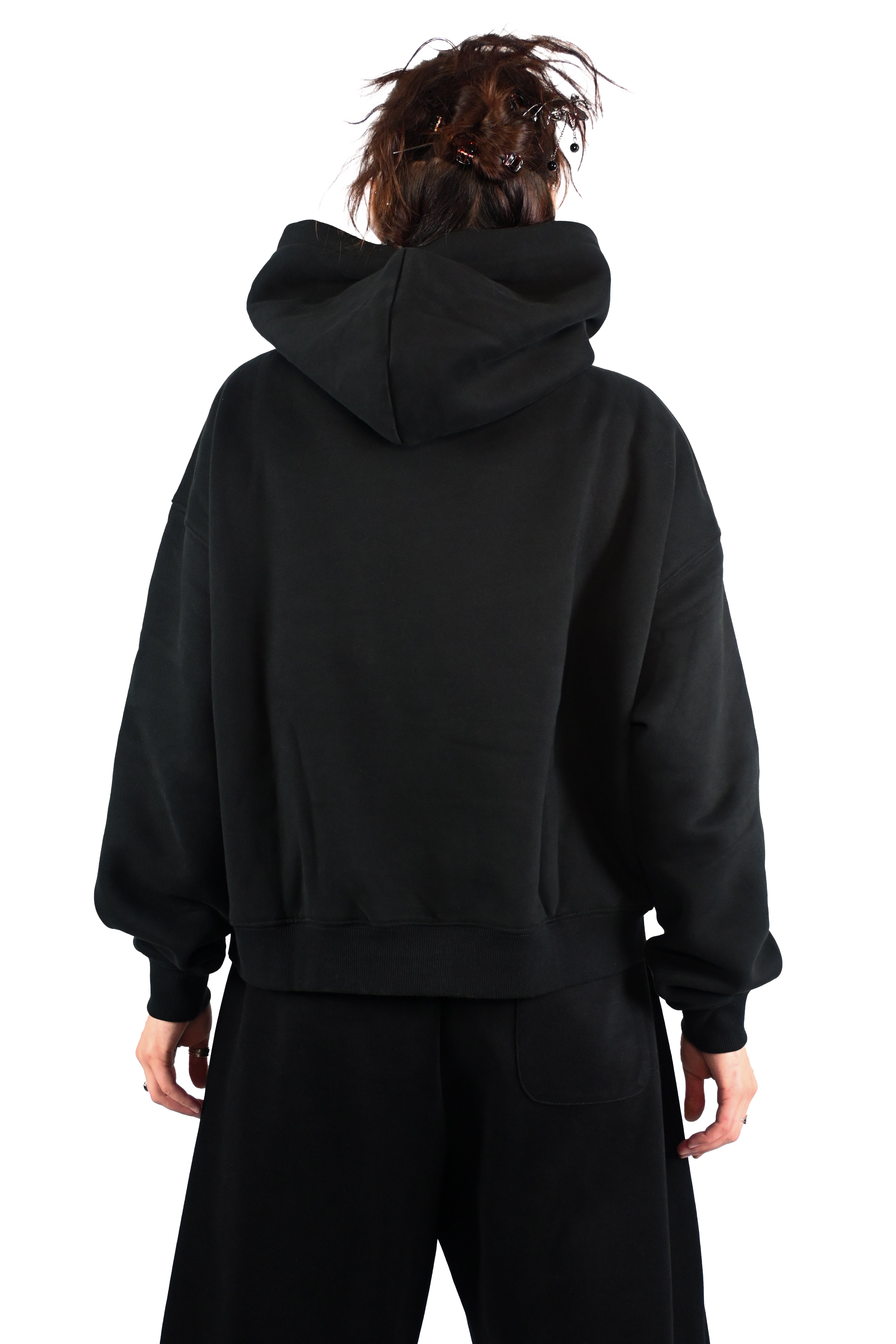 'ROUGH LOVE' fleece hoodie black