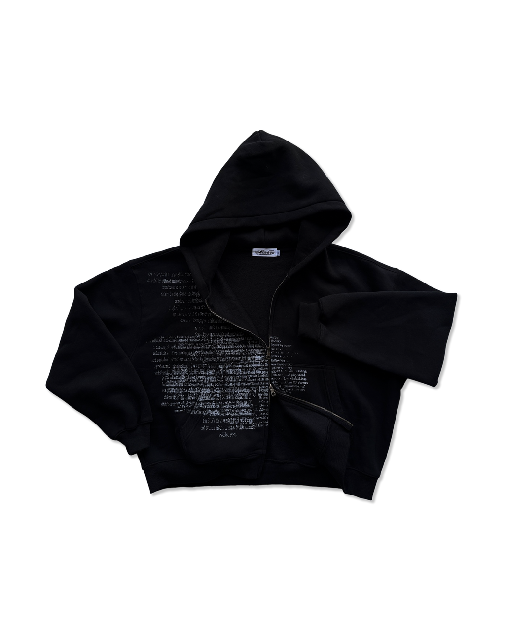 'SPOILT SCRIPT' fleece zip up black