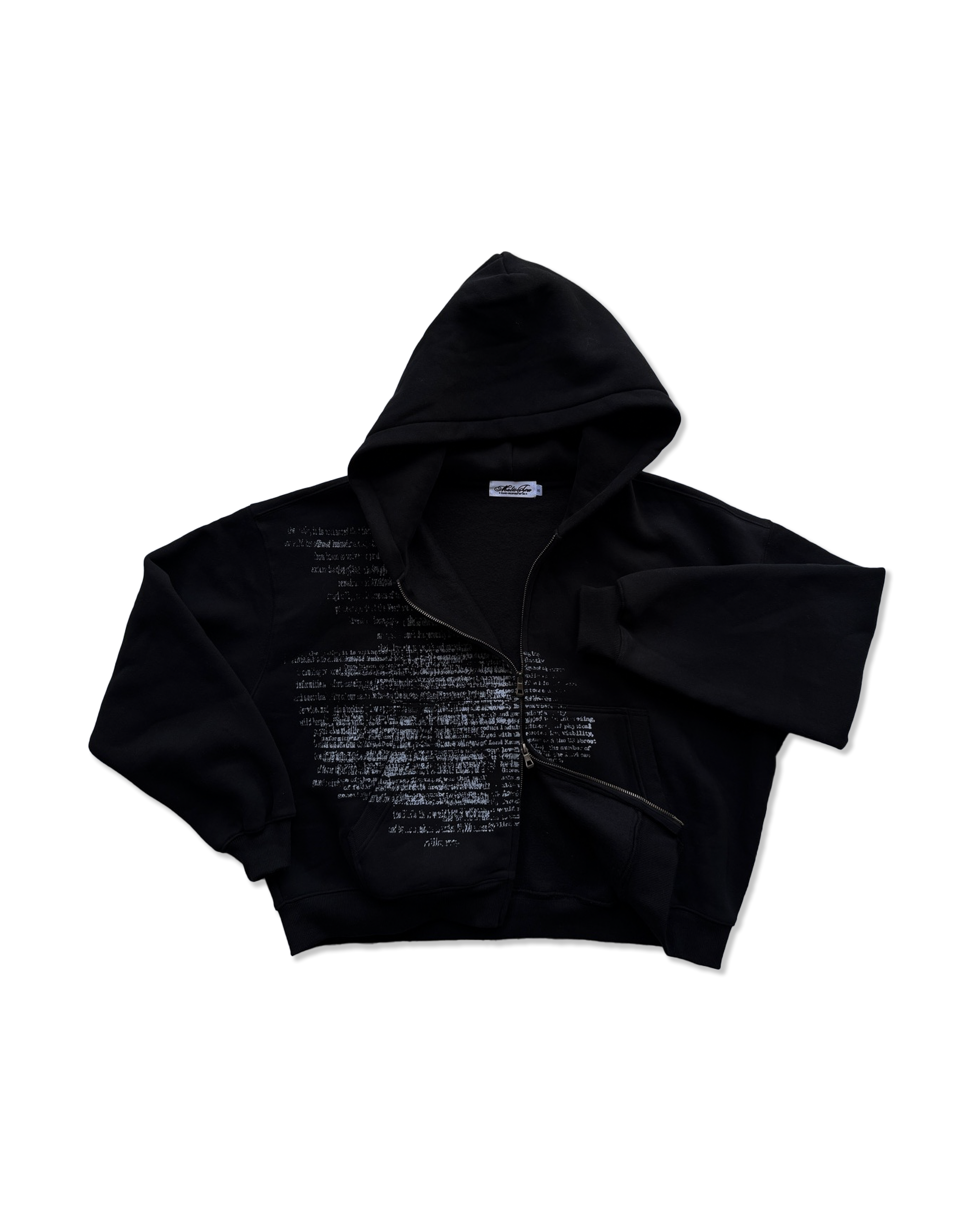 'SPOILT SCRIPT' fleece zip up black
